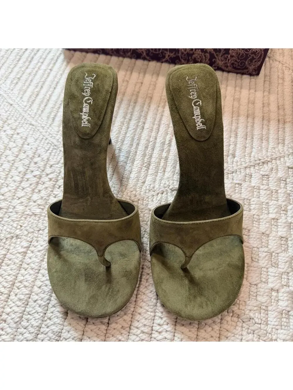 SOLD Jeffrey Campbell Linette Suede Bamboo Heel Thong Sandals - Picture 3 of 6